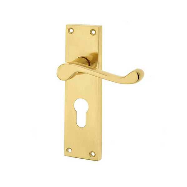 Frelan, Victorian Scroll Door Handle on Euro Profile Lockplate, Door Handles, Lever Handles On Euro Lock Backplate