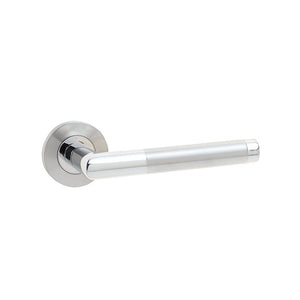 Frelan, Cambrio Door Handle on Rose Grade 304 Satin & Polished Stainless Steel, Door Handles, Lever Handles On Round Rose