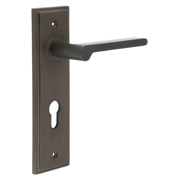 Burlington, Burlington Fitzrovia Door Handle Din Euro Backplate, Door Handles, Burlington Fitzrovia Door Handle Din Euro Backplate, Lever on Euro Lock Backplate