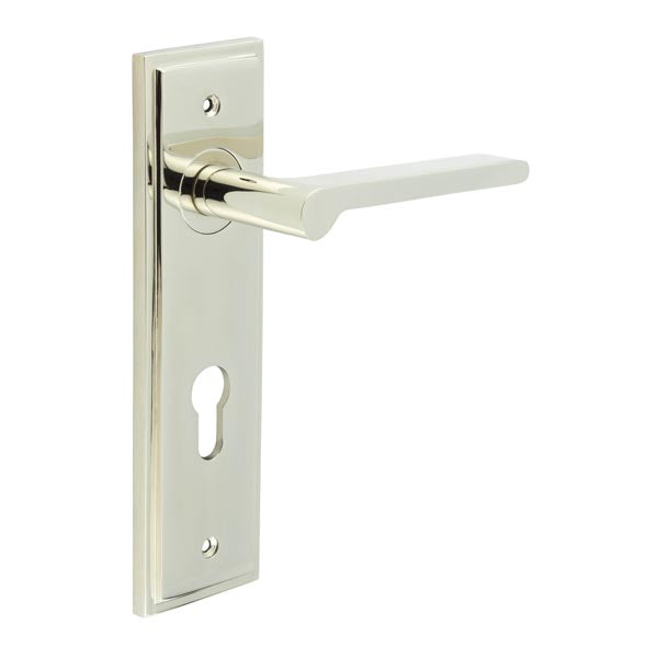 Burlington, Burlington Fitzrovia Door Handle Din Euro Backplate, Door Handles, Burlington Fitzrovia Door Handle Din Euro Backplate, Lever on Euro Lock Backplate