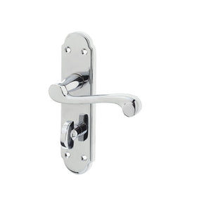 Frelan, Marlow Suite Door Handle on Bathroom Plate Polished Chrome, Door Handles, Lever Handles On Bathroom Backplate