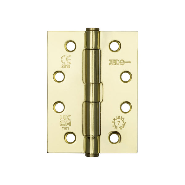 Jedo Grade 7 Steel Heavy Duty Button Tip Hinges 102x76x2.5mm Electro Brassed