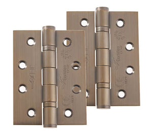 Frelan Hardware 4 Inch Fire Rated Stainless Steel Ball Bearing Hinges, Antique Brass - J9500AB (sold in pairs) by Jedo By Frelan