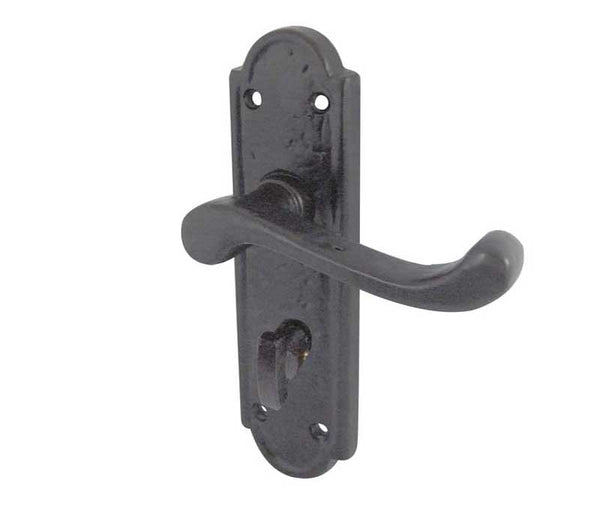 Turnberry Suite Door Handle on Bathroom Plate Black