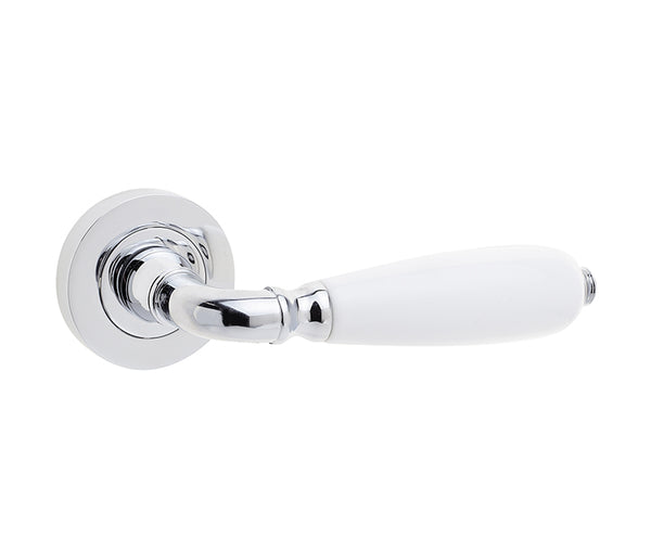 Oxford Handle on Rose Polished Chrome & White Porcelain