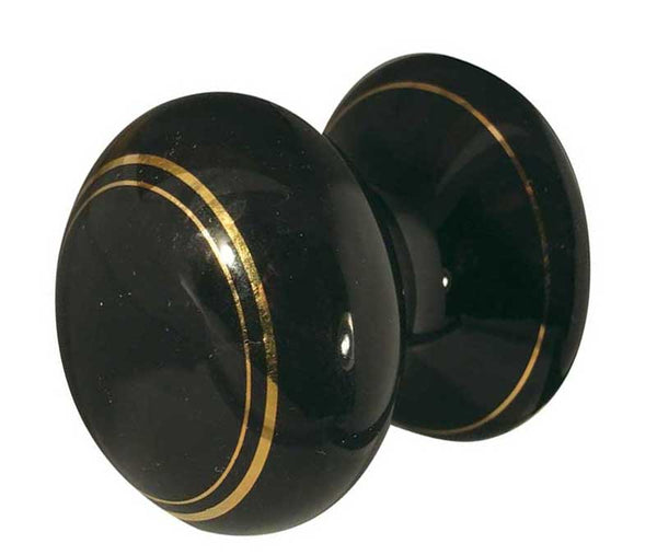 Jedo Porcelain Cupboard Knobs 38mm Goldline Black