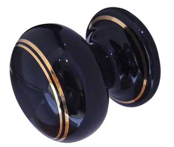 Jedo Porcelain Cupboard Knobs 50mm Goldline Black