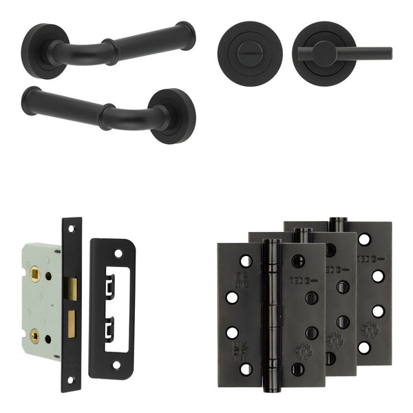 Complete Classic Door Handle Pack - Bathroom - Black