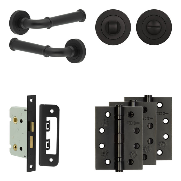 Complete Classic Door Handle Pack - Bathroom - Black
