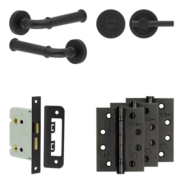Complete Classic Door Handle Pack - Bathroom - Black