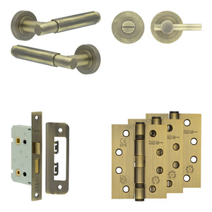 Complete Bloom Door Handle Pack - Bathroom - Antique Brass