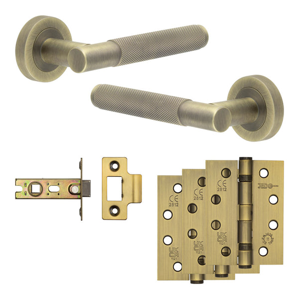 Complete Bari Door Handle Pack - Internal Doors - Antique Brass