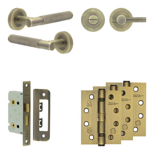 Complete Bari Door Handle Pack - Bathroom - Antique Brass