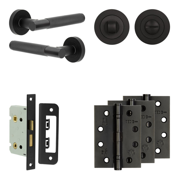 Complete Bari Door Handle Pack - Bathroom - Black