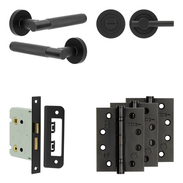 Complete Bari Door Handle Pack - Bathroom - Black