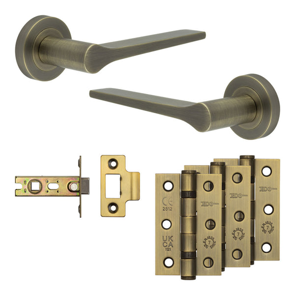 Complete Gio Door Handle Pack - Internal Doors - Antique Brass