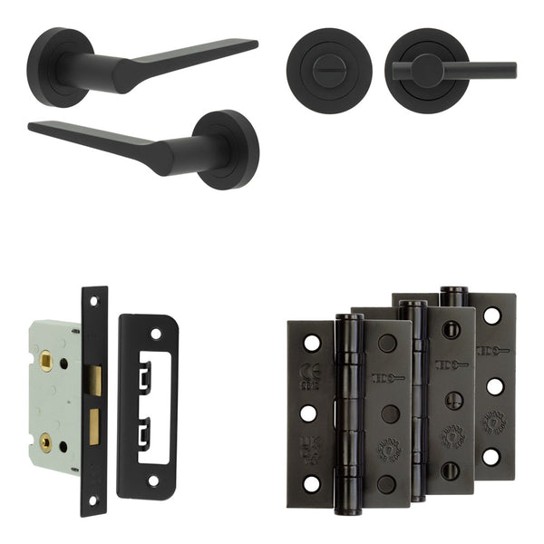 Complete Gio Door Handle Pack - Bathroom - Black