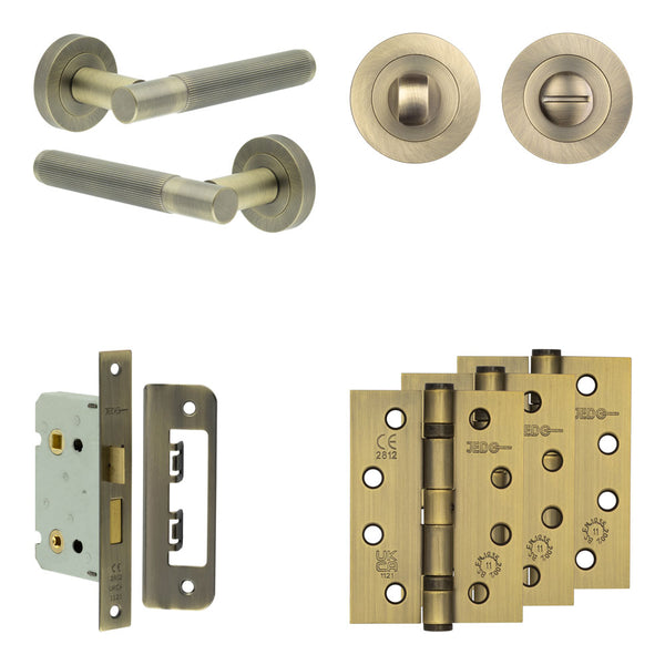 Complete Venice Door Handle Pack - Bathroom - Antique Brass