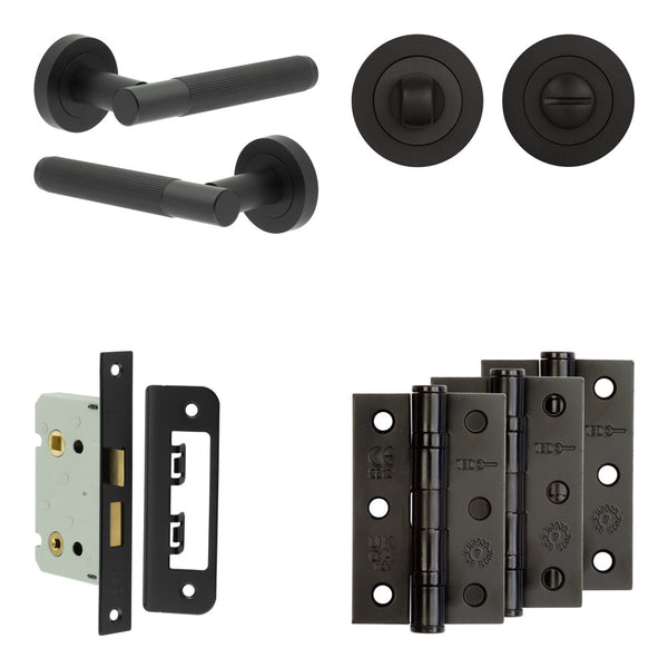 Complete Venice Door Handle Pack - Bathroom - Black