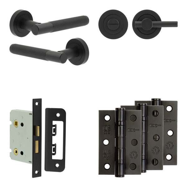 Complete Venice Door Handle Pack - Bathroom - Black
