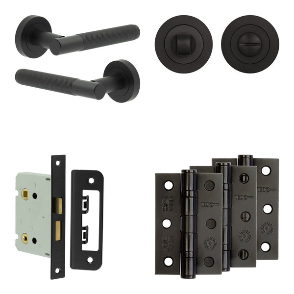 Complete Venice Door Handle Pack - Bathroom - Black