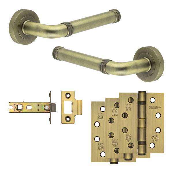 Complete Midtown Door Handle Pack - Internal Doors - Antique Brass