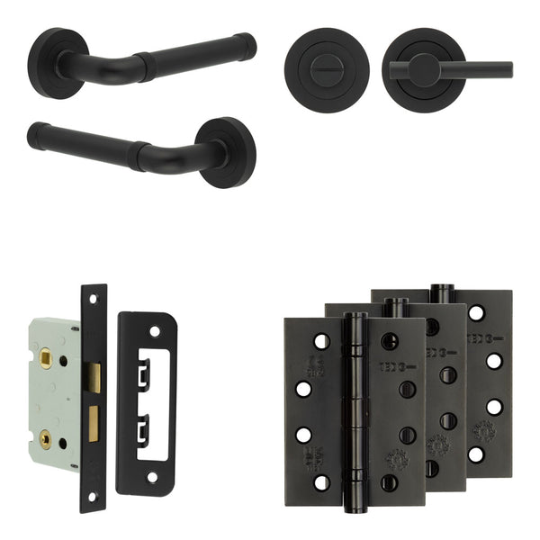 Complete Midtown Door Handle Pack - Bathroom - Black