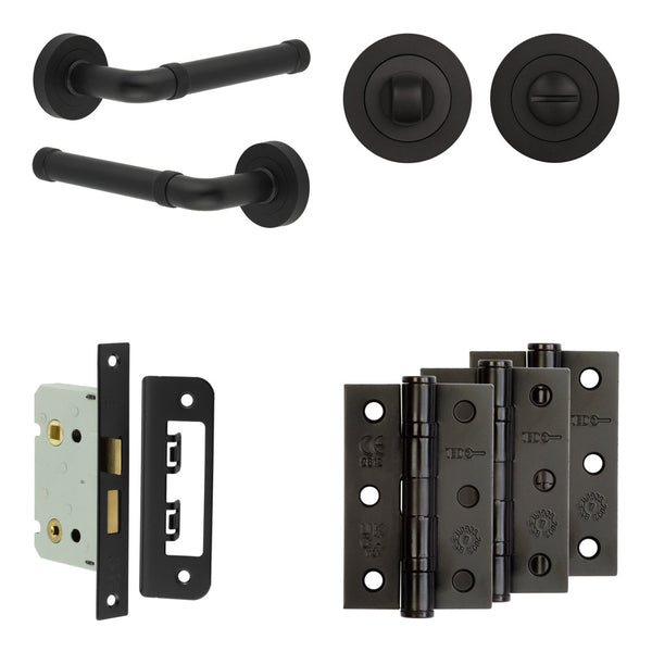 Complete Midtown Door Handle Pack - Bathroom - Black