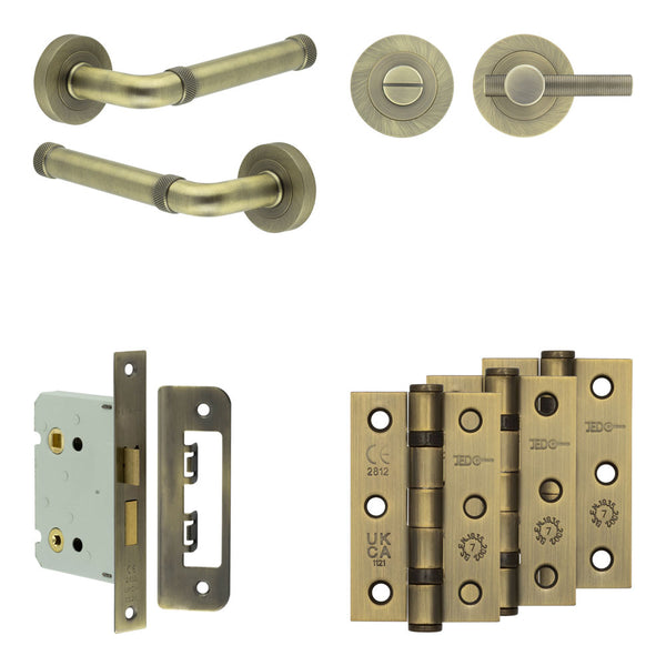 Complete Midtown Door Handle Pack - Bathroom - Antique Brass