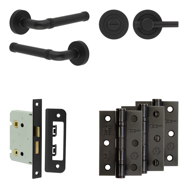 Complete Midtown Door Handle Pack - Bathroom - Black