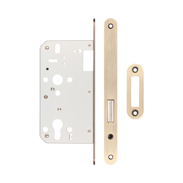 72mm Antique Brass Din Euro Deadlock Radiused 60mm Backset