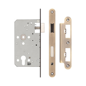 72mm Antique Brass Din Euro Escape lock Radiused 60mm Backset