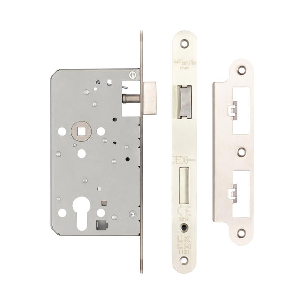 Jedo 72mm Din Escape Locks 60mm backset Radiused Satin Stainless Steel