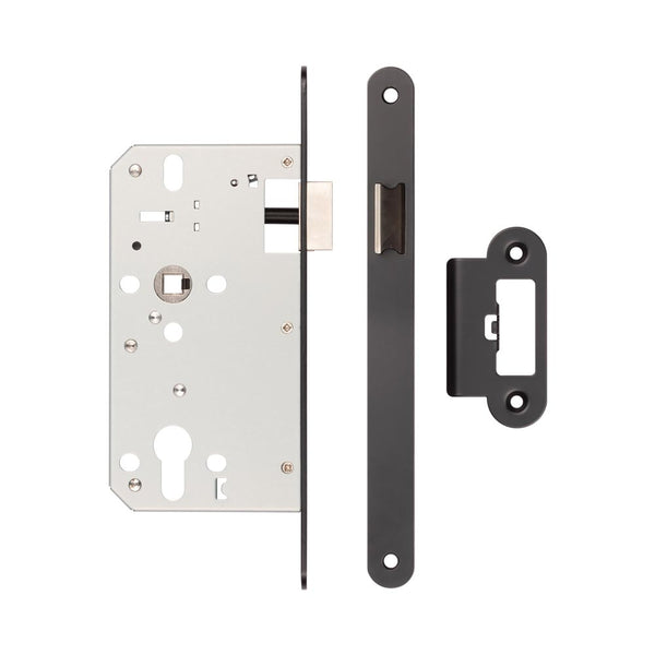 72mm Black Din Euro Latch Radiused 60mm Backset