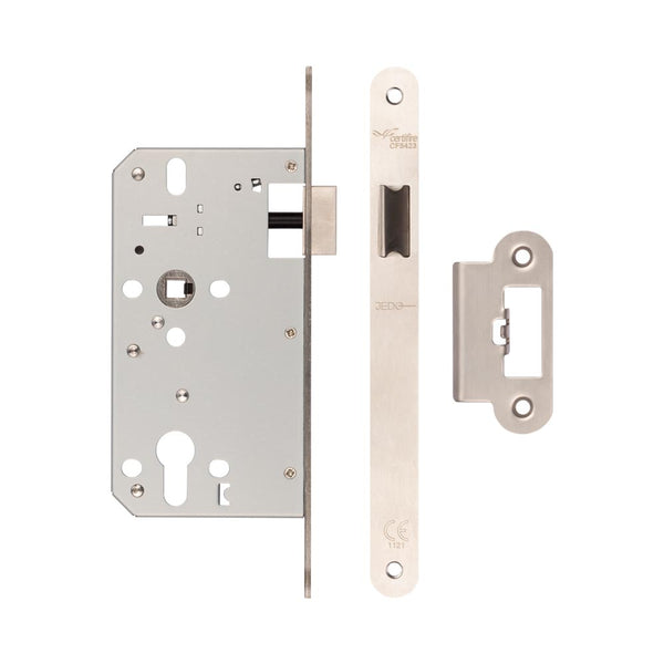 72mm Satin Stainless Steel Din Euro Latch Radiused 60mm Backset