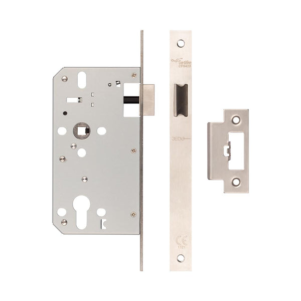 72mm Satin Stainless Steel Din Euro Latch 60mm Backset