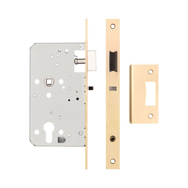 72mm Satin Brass Din Euro Nightlatch 60mm Backset