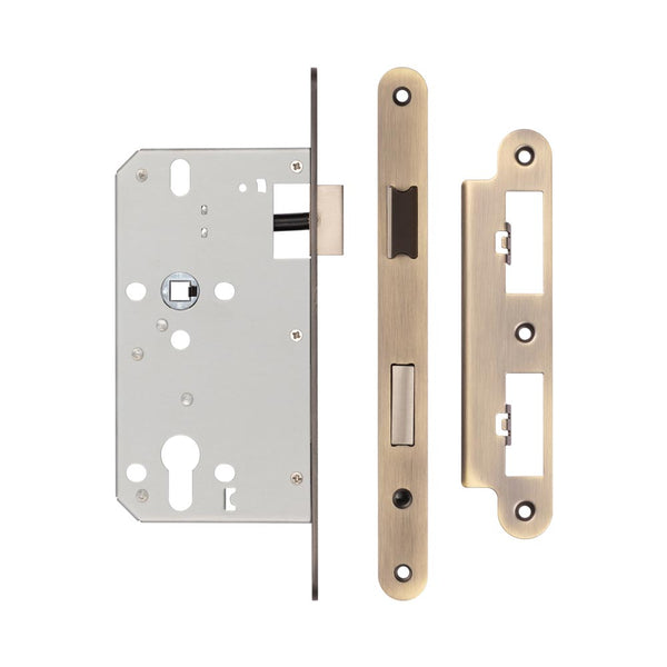 72mm Antique Brass Din Euro Sashlock Radiused 60mm Backset
