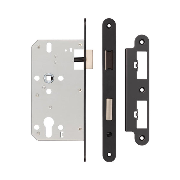 72mm Black Din Euro Sashlock Radiused 60mm Backset