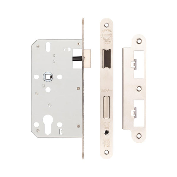 72mm Satin Stainless Steel Din Euro Sashlock Radiused 60mm Backset