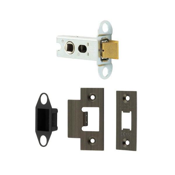 Jedo Heavy Duty Tubular Latches - 45 Degree Short Travel 64mm Antique Brass