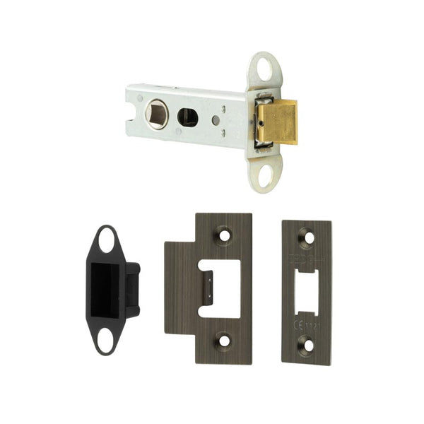 Jedo Heavy Duty Tubular Latches - 45 Degree Short Travel 76mm Antique Brass