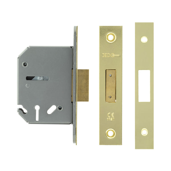 Jedo 3 Lever Deadlocks 65mm Polished Brass