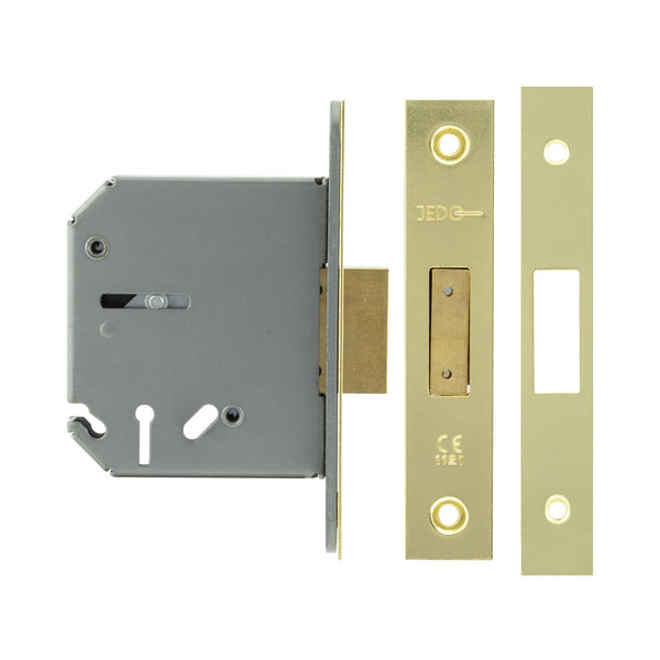 Jedo 3 Lever Deadlocks 76mm Polished Brass