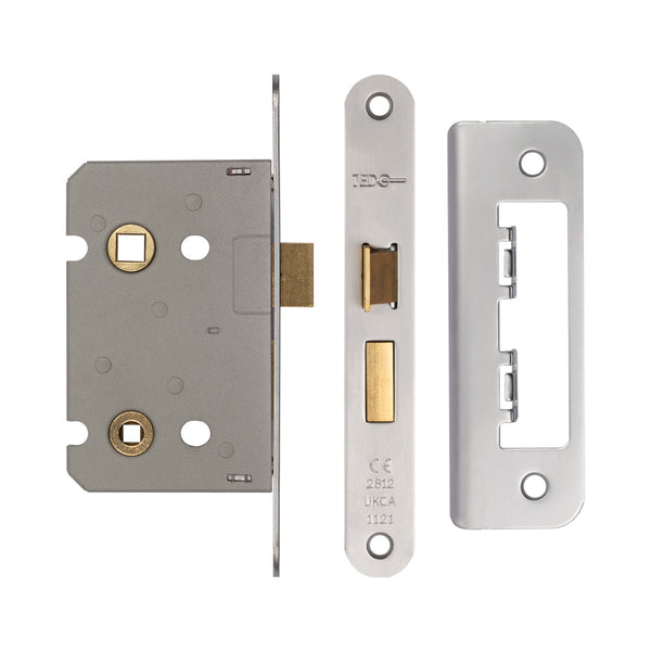 Jedo Kontrax Bathroom locks with Radiused Forend & Strike Plate Satin Nickel Satin Nickel