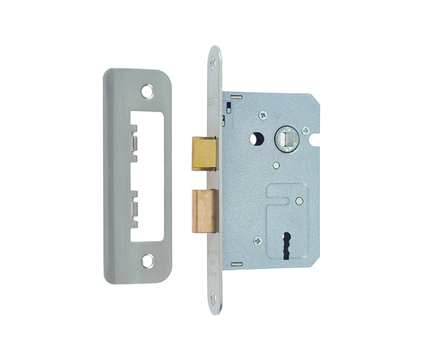 Jedo Kontrax 2 Lever Sashlocks with Radiused Forend & Strike Plate 65mm Satin Nickel