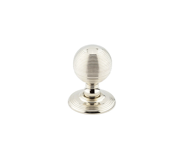 Jedo Reeded Mortice Door Knobs 62mm Polished Nickel
