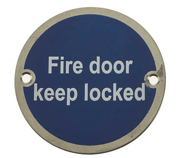 Stainless Steel Fire Door Locked 75mm Polished Stainless Steel