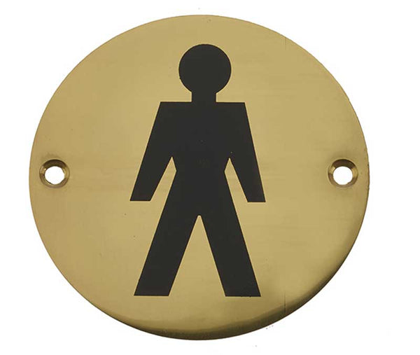 Stainless Steel Male Symbol 75mm Polished Brass