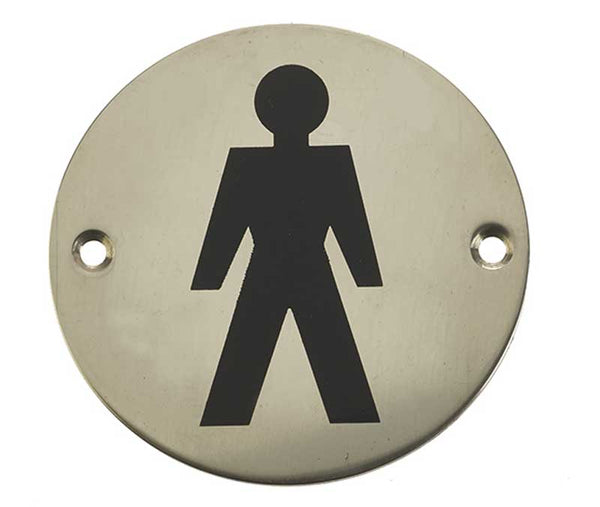 Stainless Steel Male Symbol 75mm Polished Stainless Steel